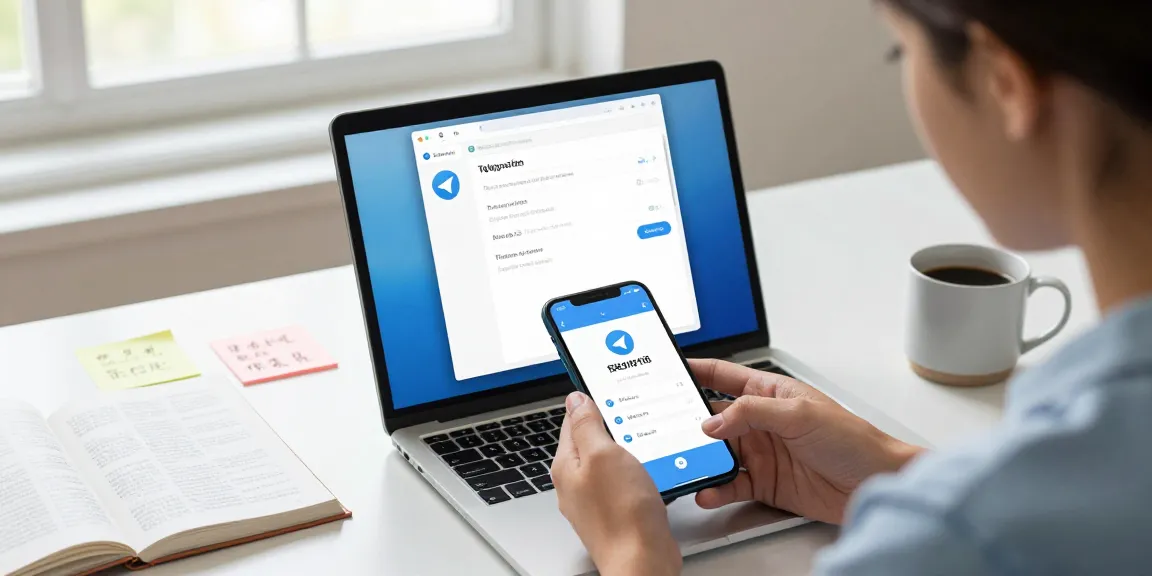 Setting up Telegram Chinese on a smartphone in a modern office.